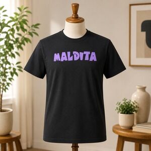 Blue Wave Maldita T-Shirt Mens Small Black Purple Graphic Short Sleeve Tee‎